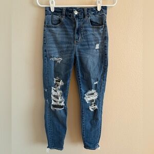 American Eagle Curvy‎ Mid Rise Distressed Jegging Blue Jeans size 6